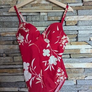 Shape FX Red Floral One Piece Swimsuit